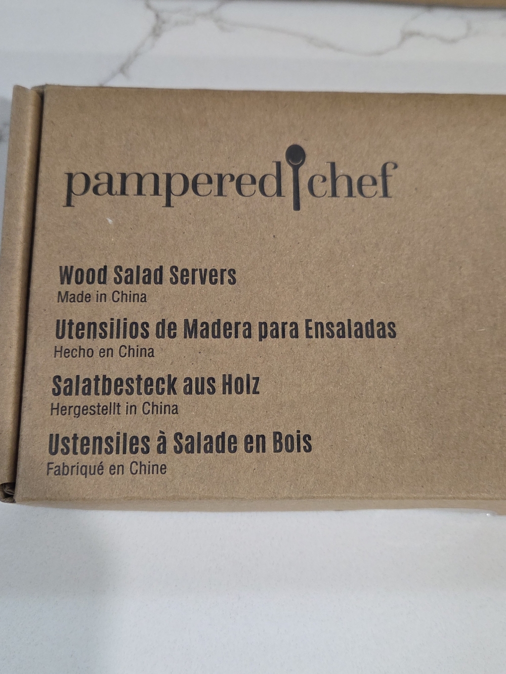 New Pampered Chef Wooden Salad Bowl with Servers - Natural Brown - Picture 7 of 11